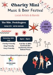 Charity Mini Music and Beer Festival 19th July 3-9pm