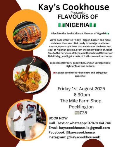 Flavours of Nigeria Fish Friday 1st August 2025 6.30PM